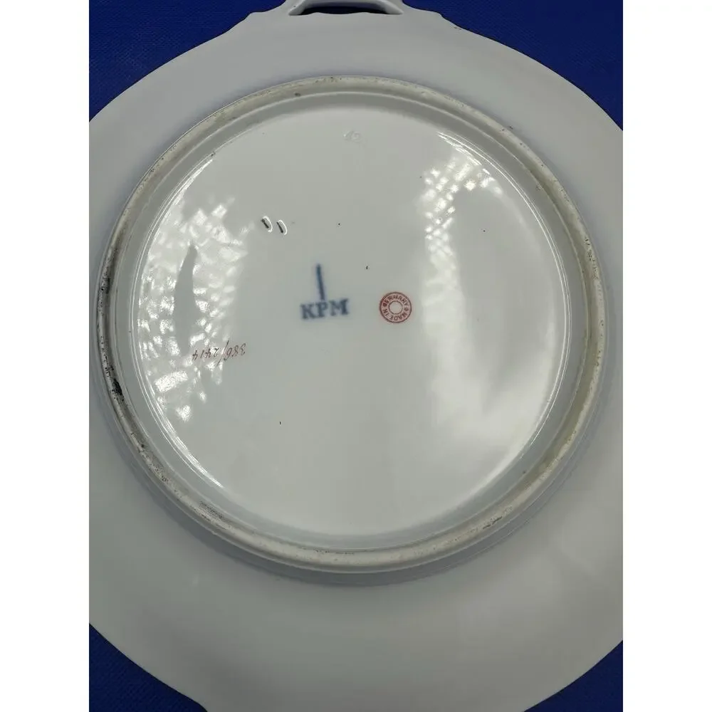 Vintage KPM Germany Porcelain‎ Cake Plate 428 Floral Gold Trim Handles 12”